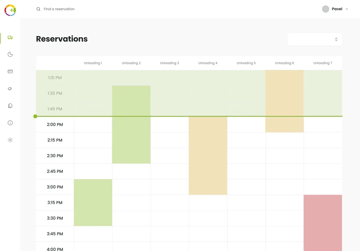 Daily reservation schedule in Time Slot Control
